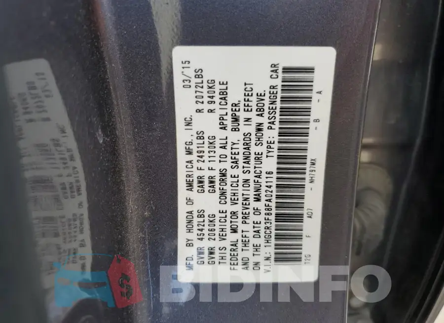 1HGCR3F88FA024116 Photo# 13