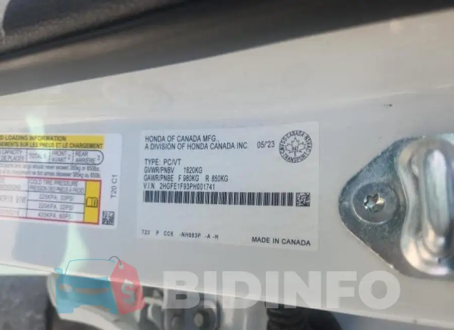 2HGFE1F93PH001741 Photo# 10