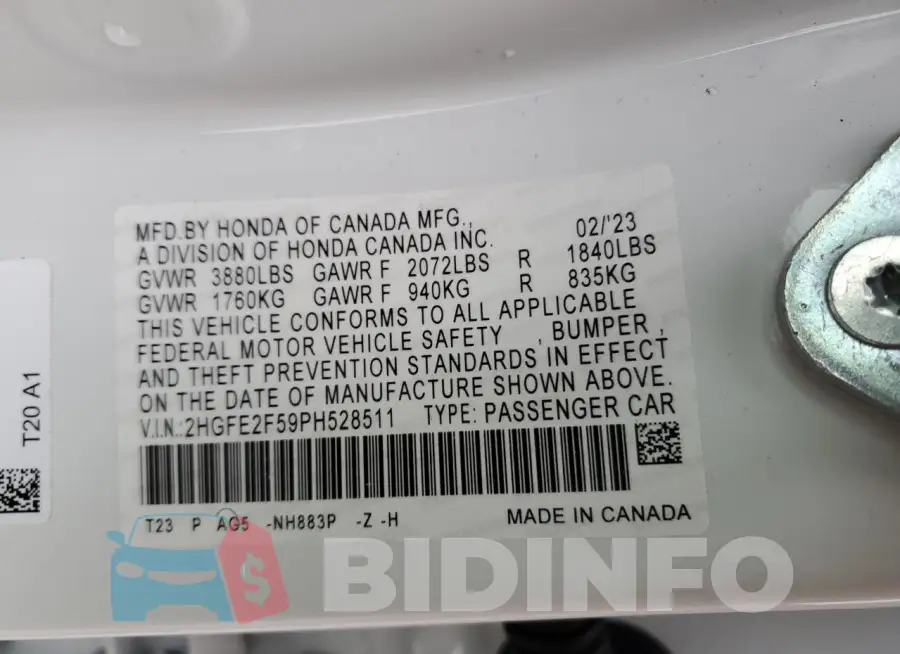2HGFE2F59PH528511 Photo# 12