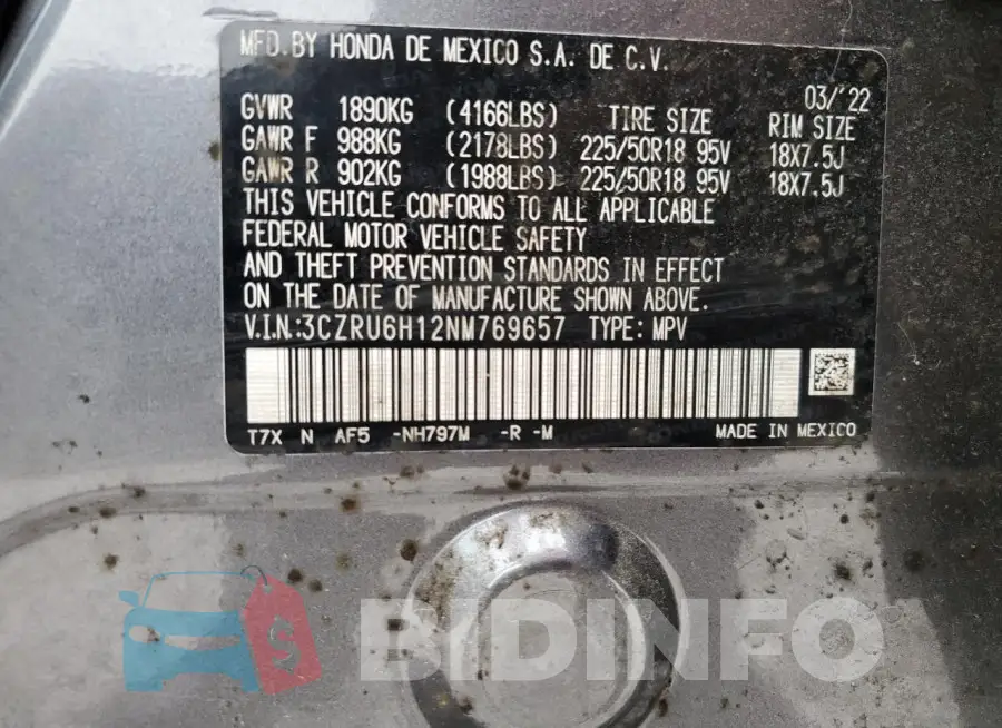 3CZRU6H12NM769657 Photo# 13