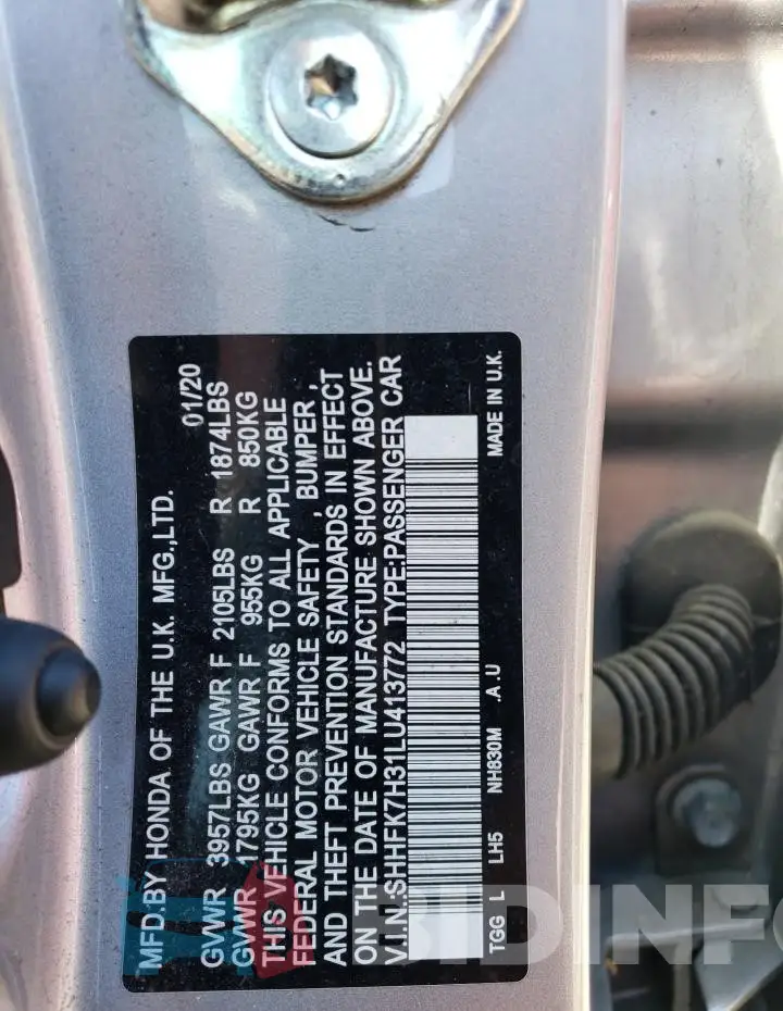 SHHFK7H31LU413772 Photo# 13