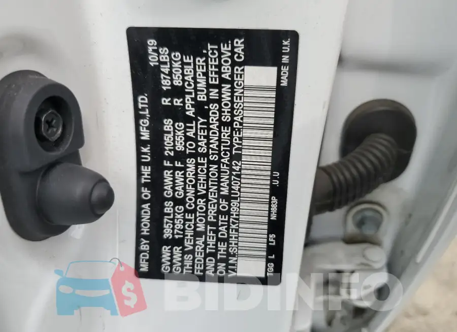 SHHFK7H99LU407142 Photo# 12