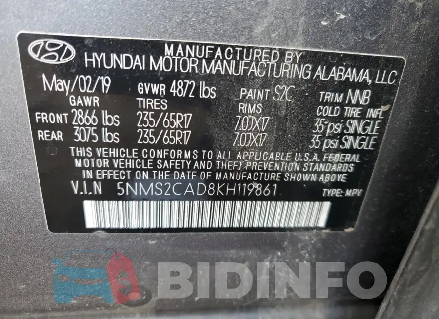 5NMS2CAD8KH119861 Photo# 12