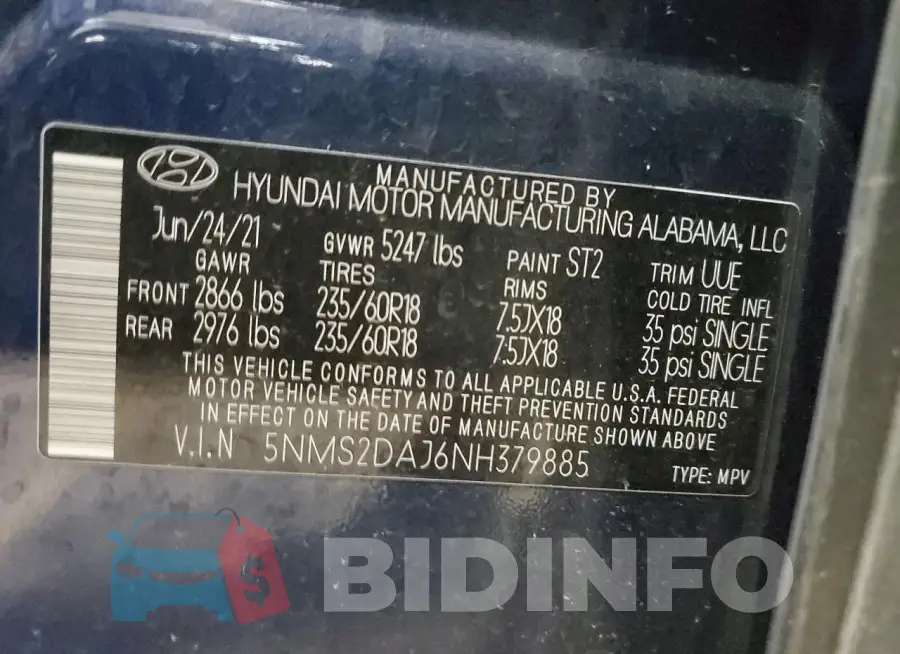 5NMS2DAJ6NH379885 Photo# 14
