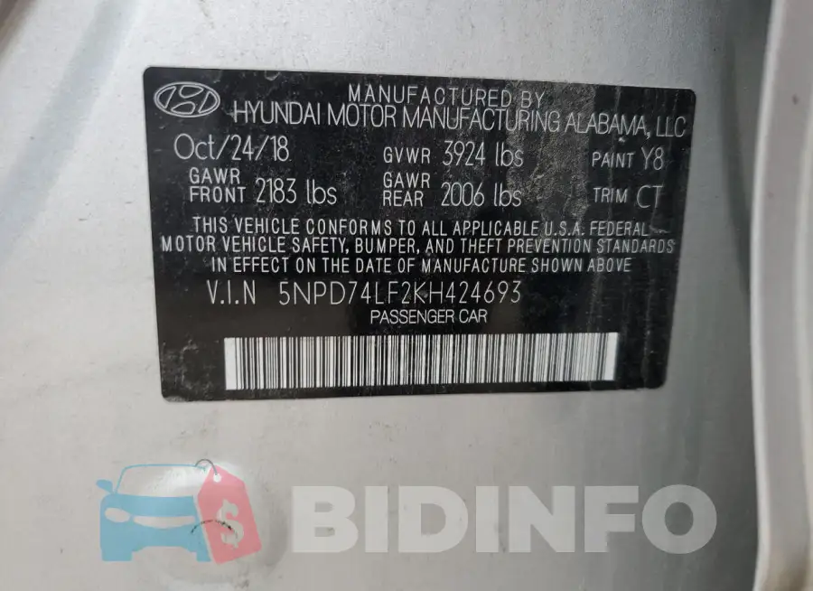 5NPD74LF2KH424693 Photo# 12