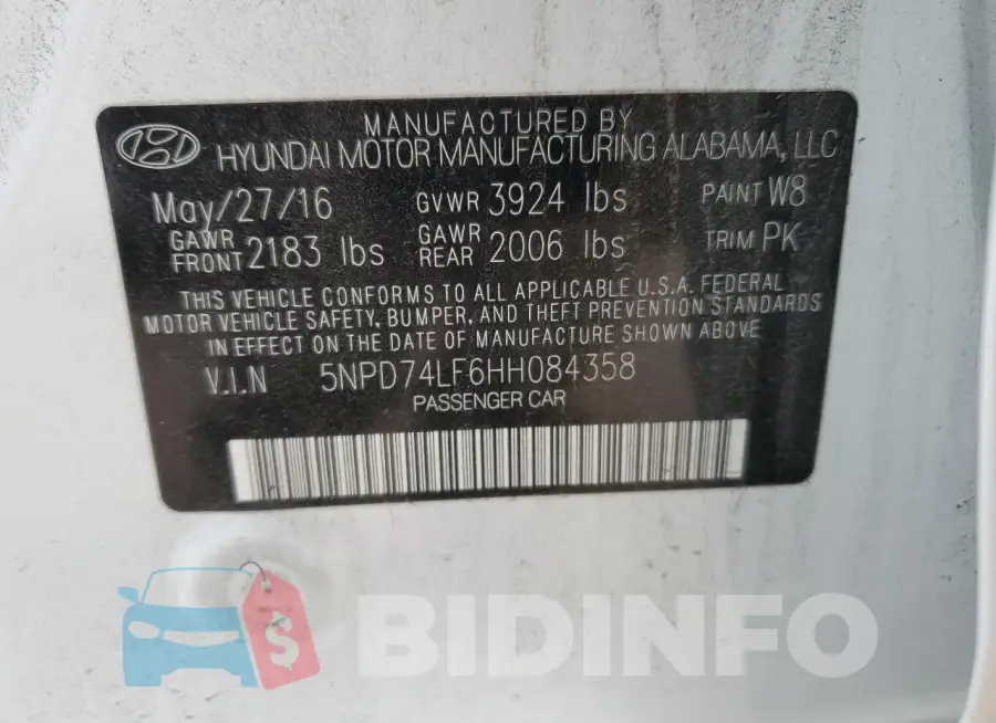5NPD74LF6HH084358 Photo# 12