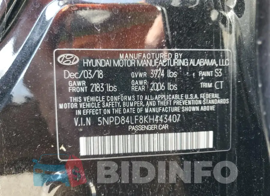 5NPD84LF8KH443407 Photo# 13