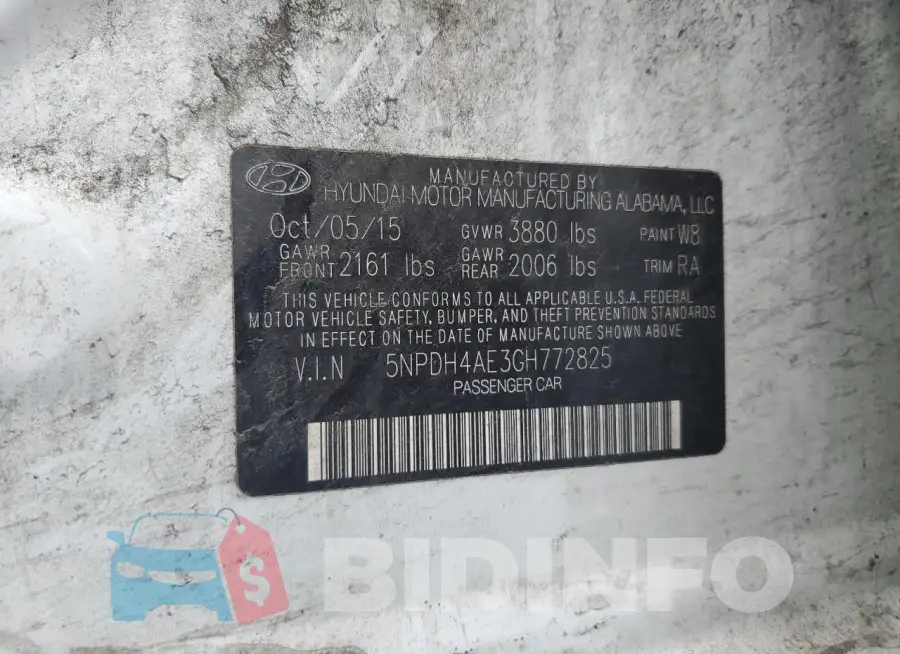 5NPDH4AE3GH772825 Photo# 13