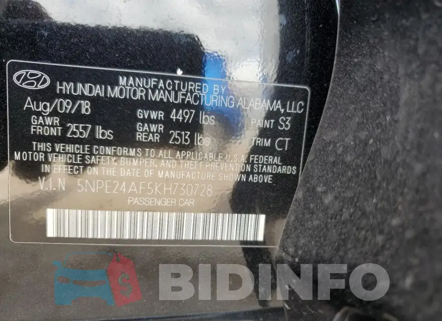 5NPE24AF5KH730728 Photo# 12