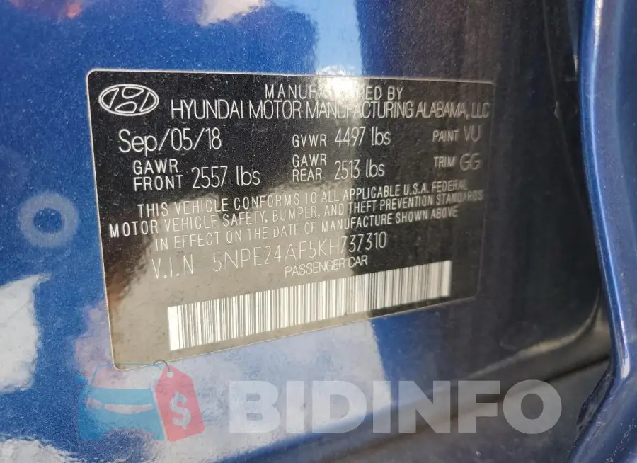 5NPE24AF5KH737310 Photo# 12