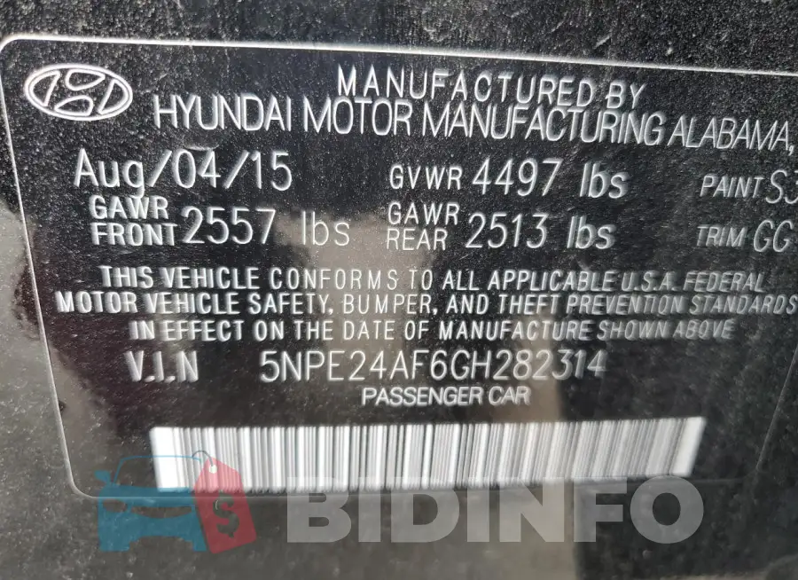 5NPE24AF6GH282314 Photo# 12