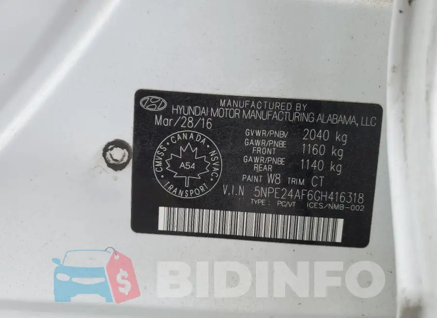 5NPE24AF6GH416318 Photo# 12