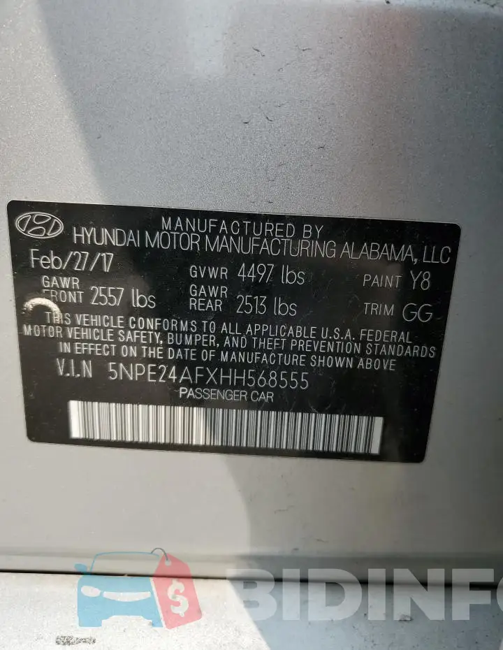 5NPE24AFXHH568555 Photo# 13
