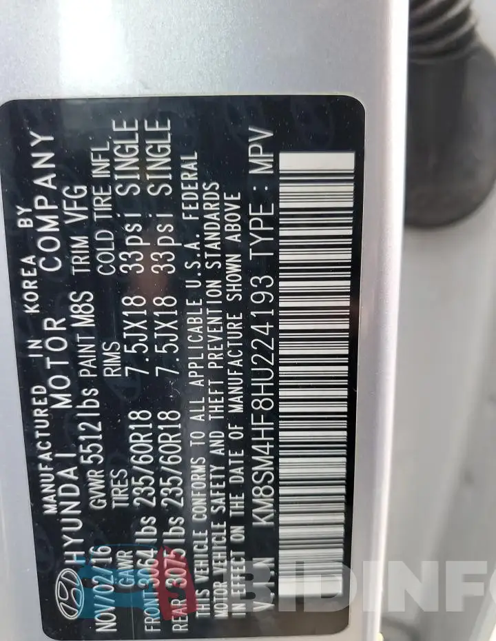 KM8SM4HF8HU224193 Photo# 12