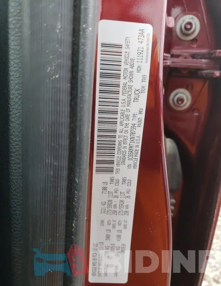 1C6SRFMT1KN707594 Photo# 13