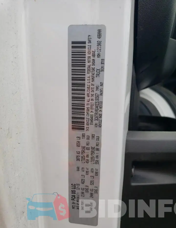 3C6TRVAG4KE516567 Photo# 13