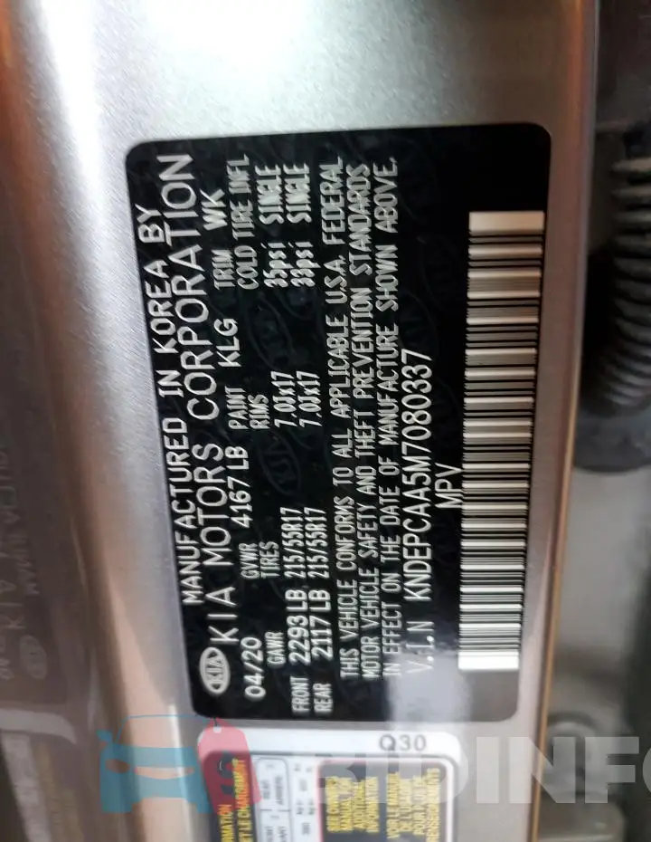 KNDEPCAA5M7080337 Photo# 13