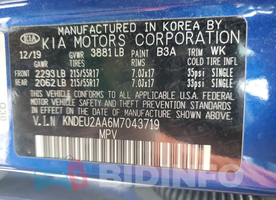 KNDEU2AA6M7043719 Photo# 13