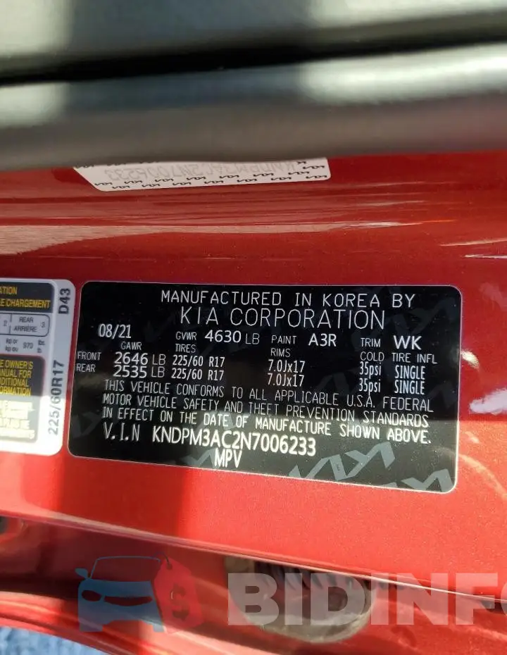 KNDPM3AC2N7006233 Photo# 14