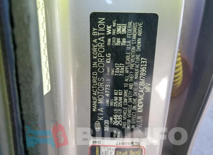 KNDPMCAC8M7896137 Photo# 12