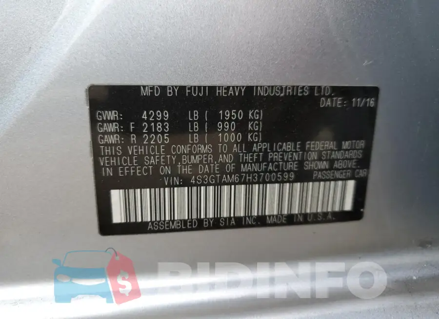 4S3GTAM67H3700599 Photo# 12