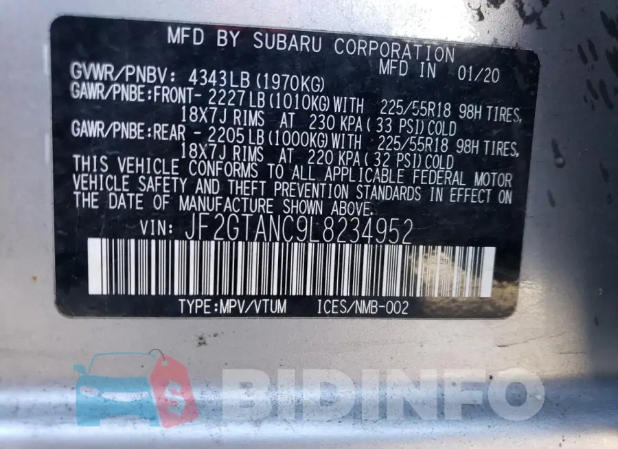 JF2GTANC9L8234952 Photo# 12