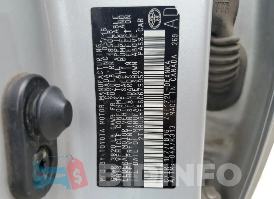 2T1BURHE5GC675957 Photo# 13