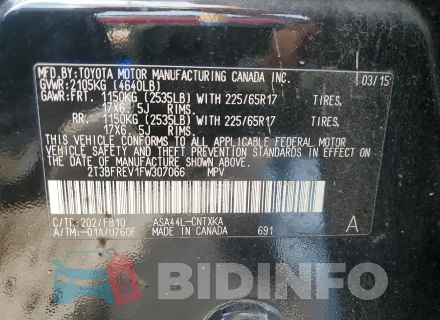 2T3BFREV1FW307066 Photo# 13