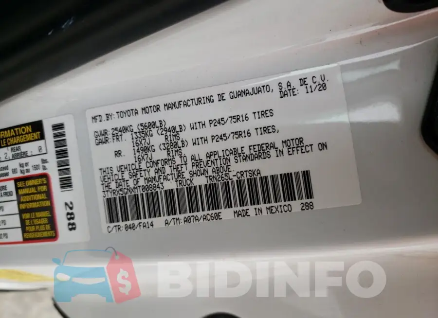 3TYRX5GNXMT008843 Photo# 12