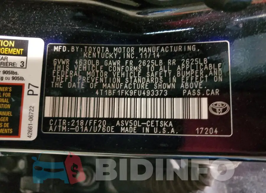 4T1BF1FK9FU493373 Photo# 13