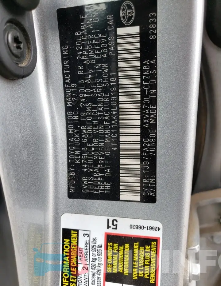 4T1C11AK4LU918181 Photo# 13