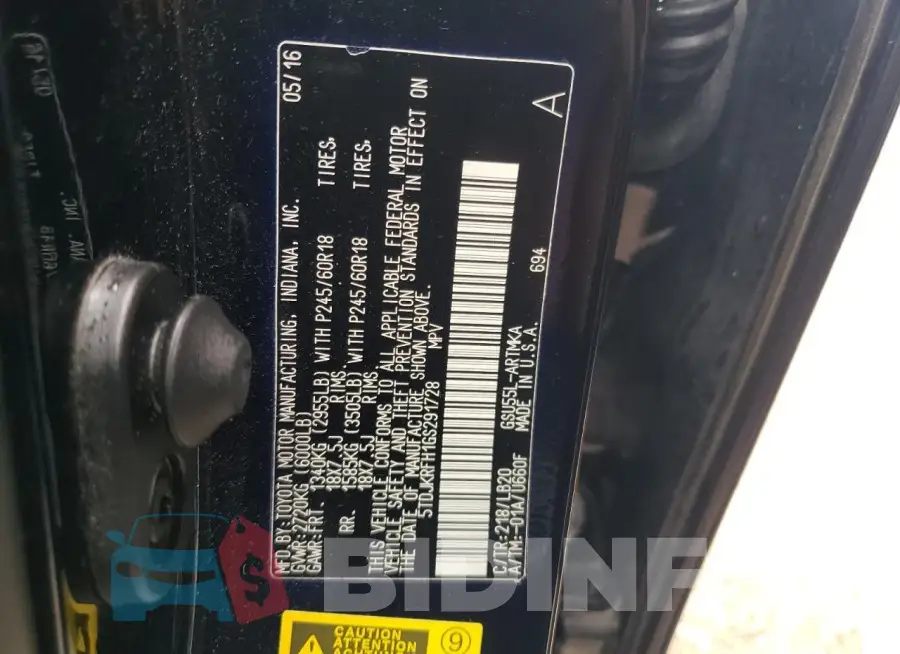 5TDJKRFH1GS291728 Photo# 13