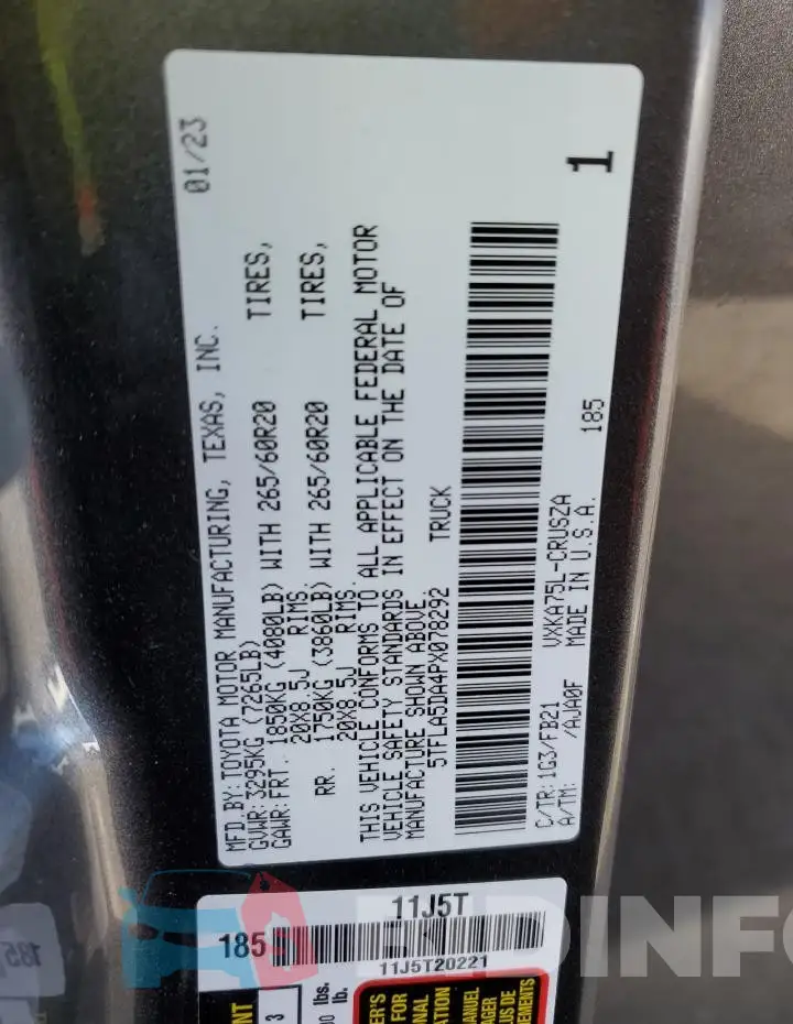 5TFLA5DA4PX078292 Photo# 12