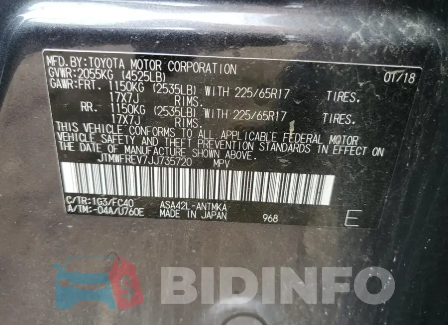 JTMWFREV7JJ735720 Photo# 13