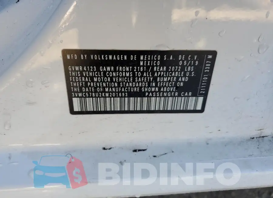 3VWC57BU2KM201693 Photo# 12