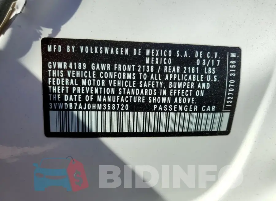 3VWDB7AJ0HM358720 Photo# 12