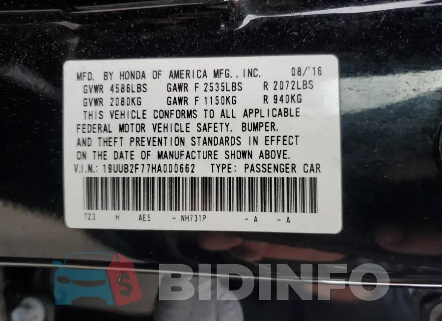 19UUB2F77HA000662 Photo# 13