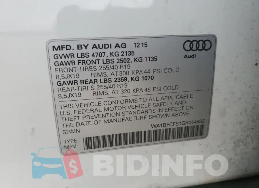 WA1BFCFS1GR014832 Photo# 13