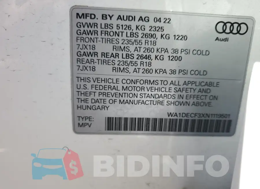 WA1DECF3XN1119501 Photo# 12