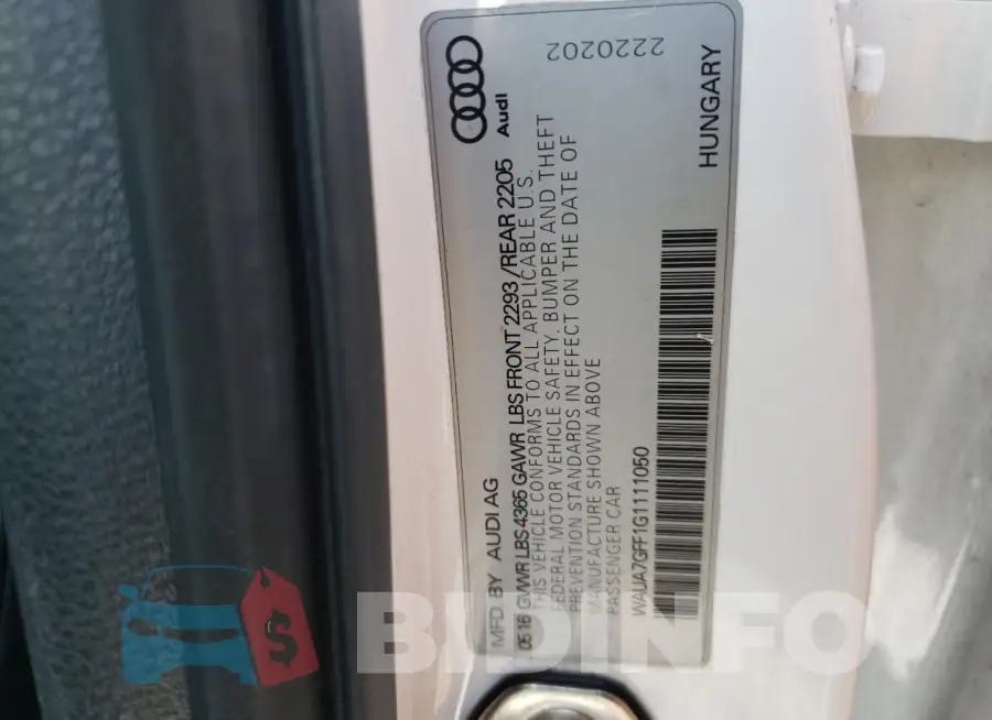 WAUA7GFF1G1111050 Photo# 12
