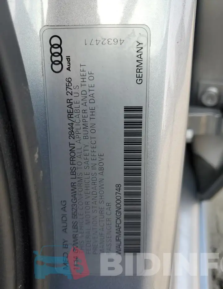 WAUFMAFCXGN000748 Photo# 12