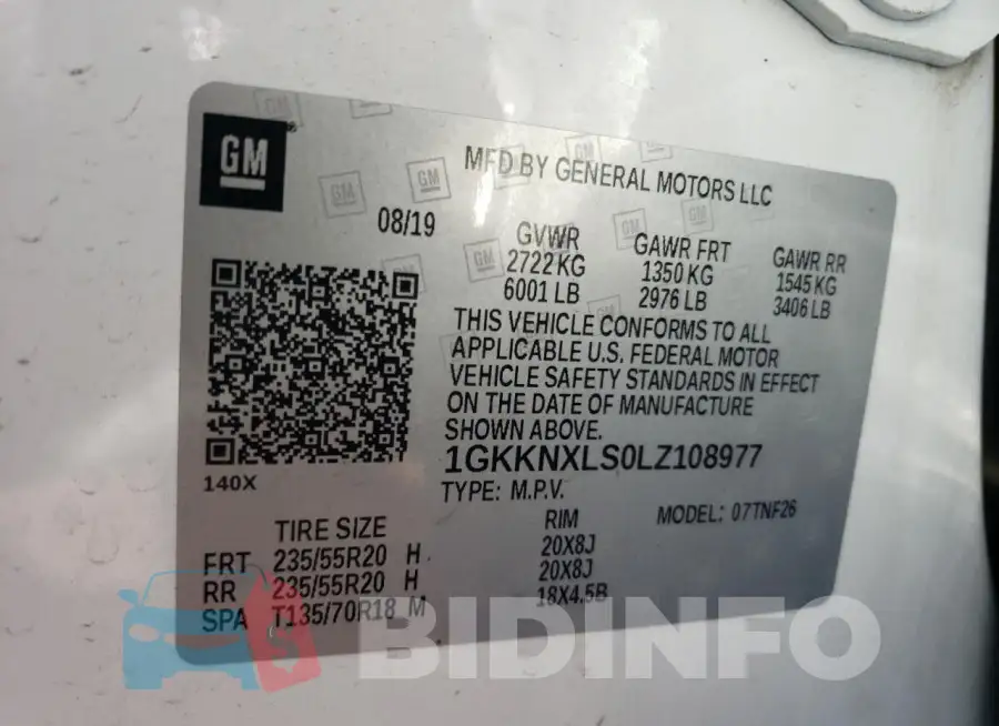 1GKKNXLS0LZ108977 Photo# 13