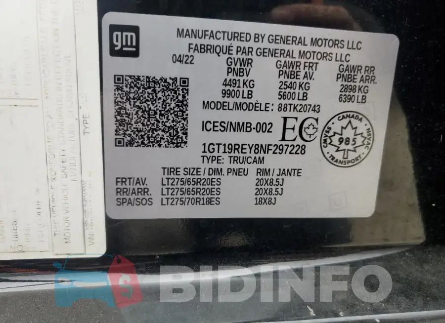 1GT19REY8NF297228 Photo# 12