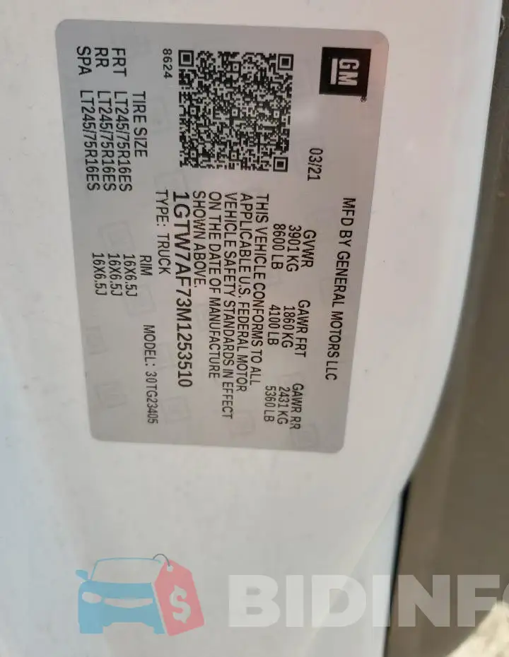 1GTW7AF73M1253510 Photo# 13