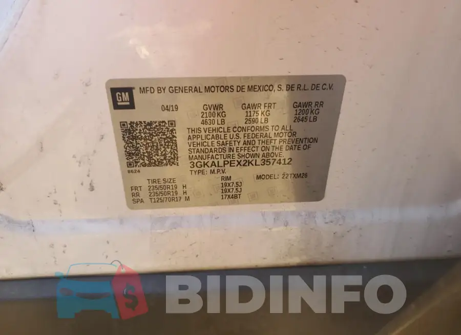 3GKALPEX2KL357412 Photo# 12