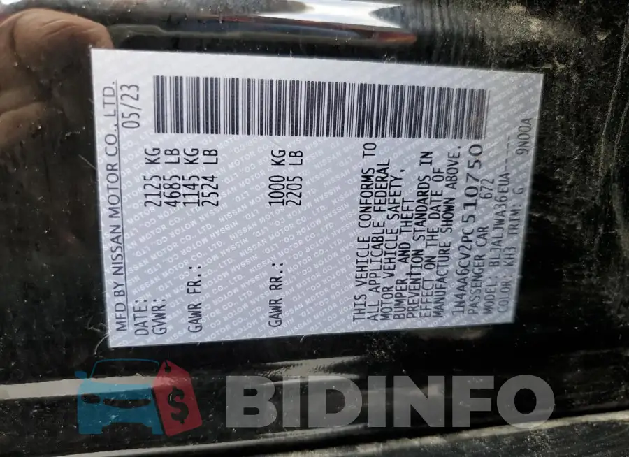 1N4AA6CV2PC510750 Photo# 12