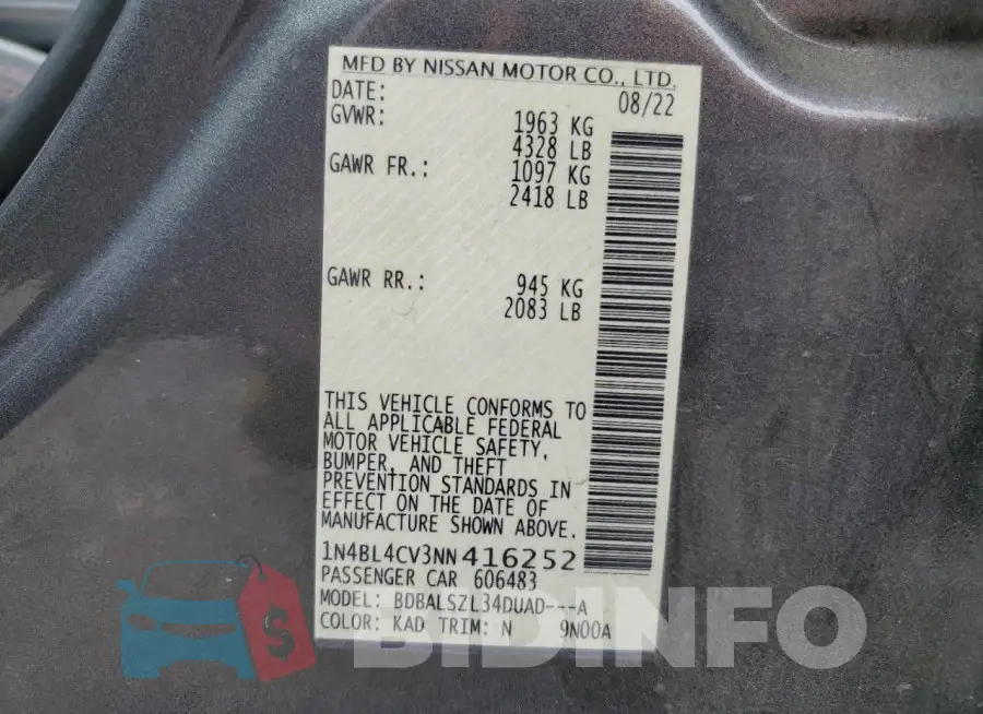 1N4BL4CV3NN416252 Photo# 13