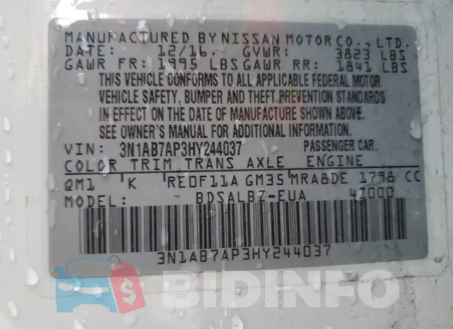 3N1AB7AP3HY244037 Photo# 13