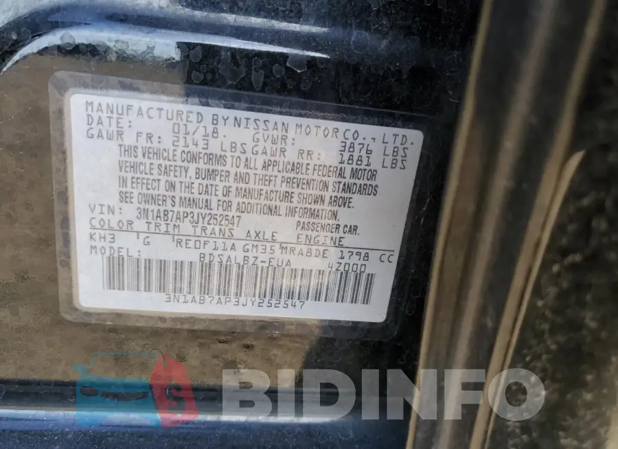 3N1AB7AP3JY252547 Photo# 12