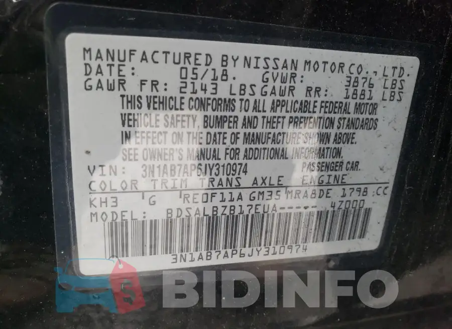 3N1AB7AP6JY310974 Photo# 13